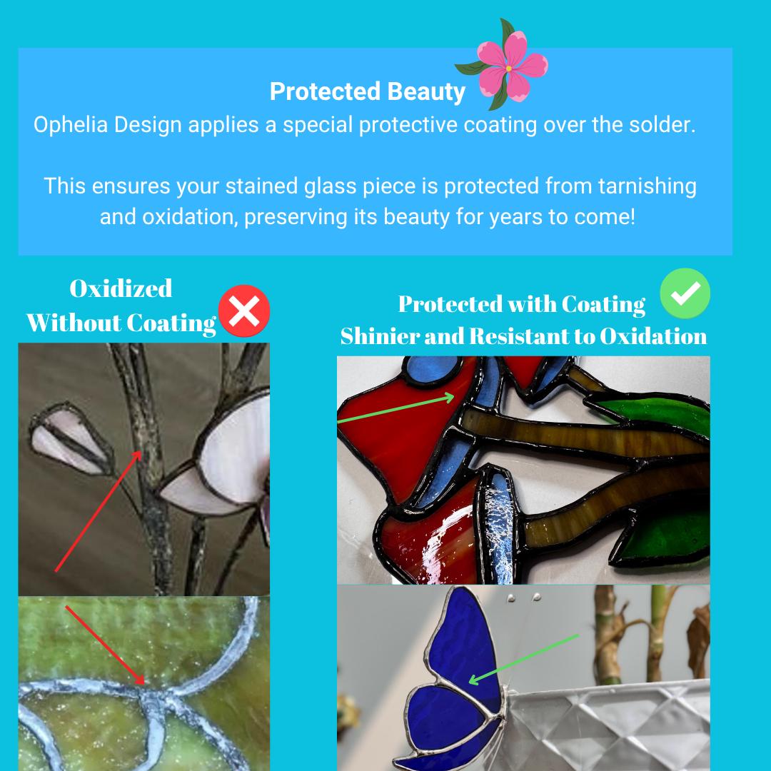 Handcrafted Stained Glass Cotton Flower Unique Home Decor Accent