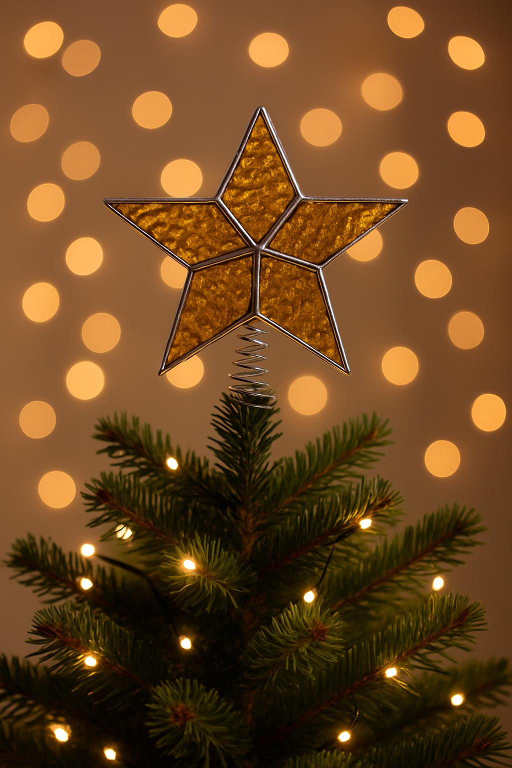 Stained Glass Christmas Tree Topper Star, Christmas Decor, Handmade