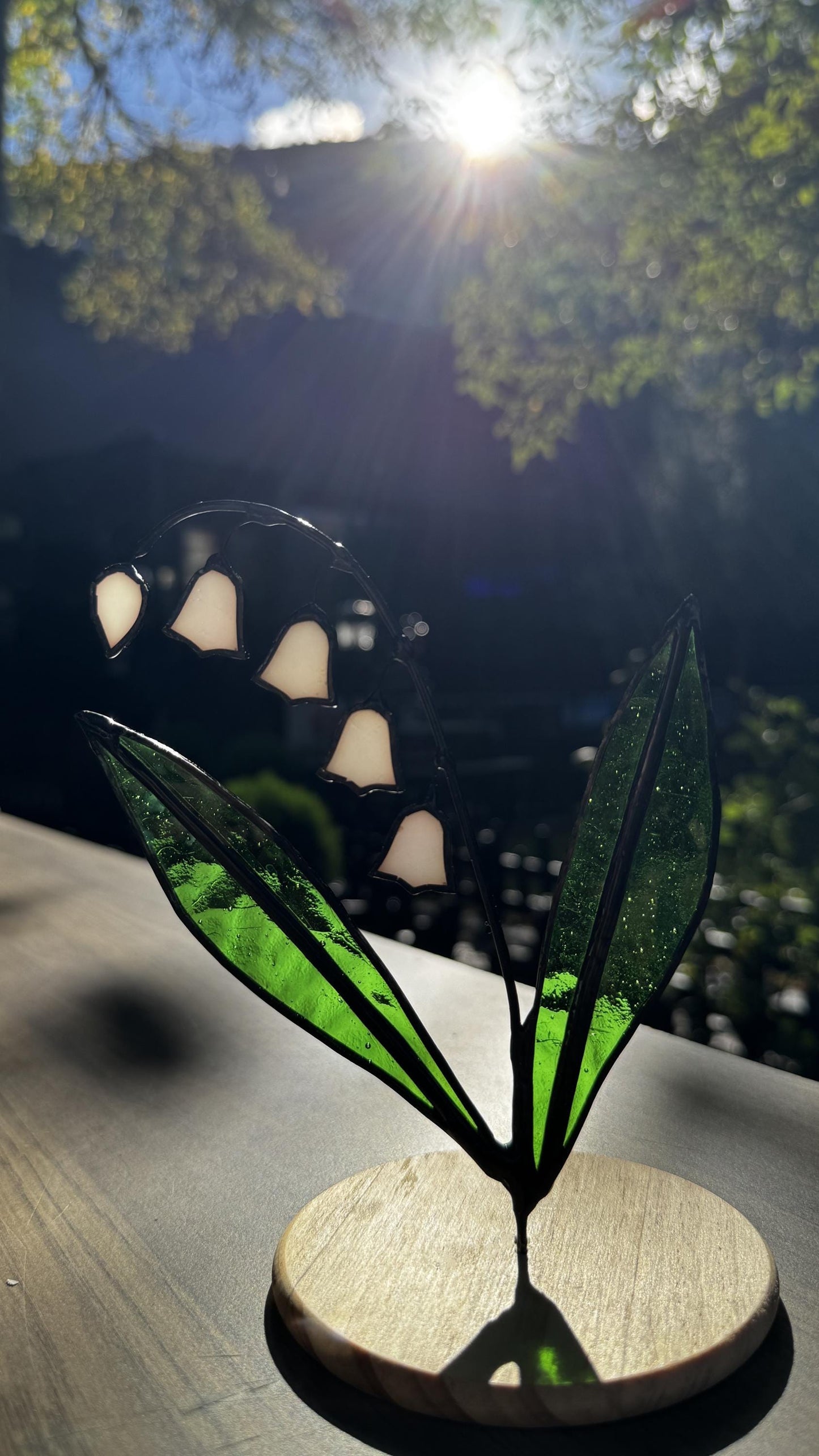 Iridescent Stained Glass Lily of the Valley, Floral Sun Catcher