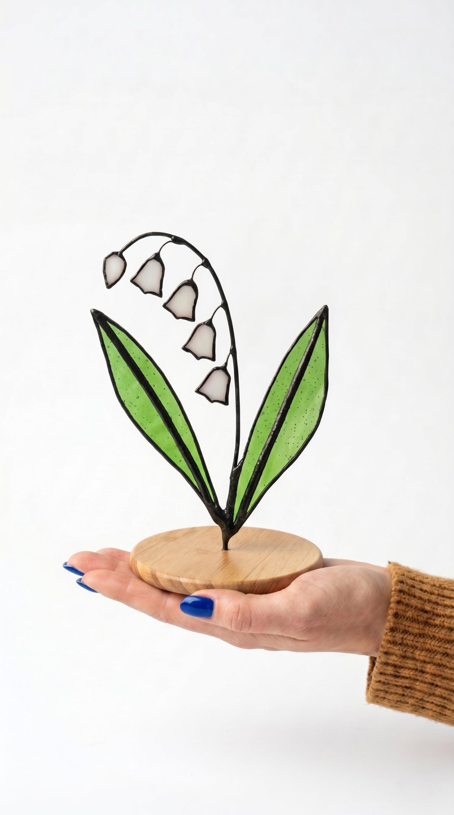 Stained Glass Lily of the Valley Suncatcher: Iridescent Floral Art