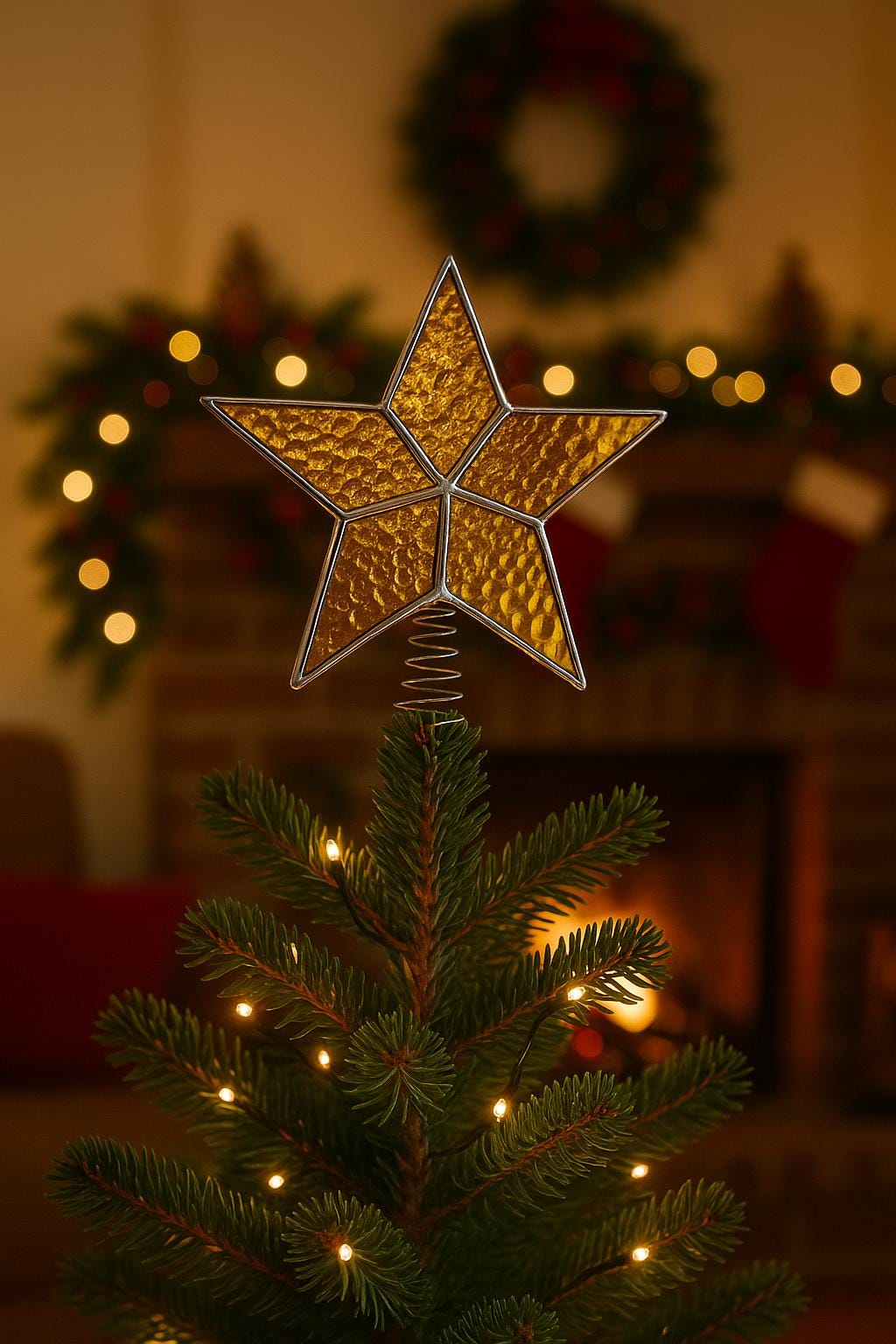 Stained Glass Christmas Tree Topper Star, Christmas Decor, Handmade