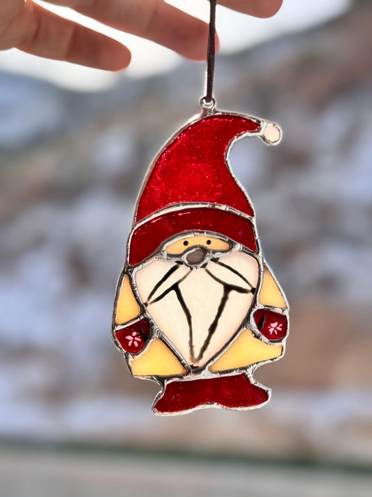 Handmade Stained Glass Santa Ornament - Festive Christmas Tree Decoration