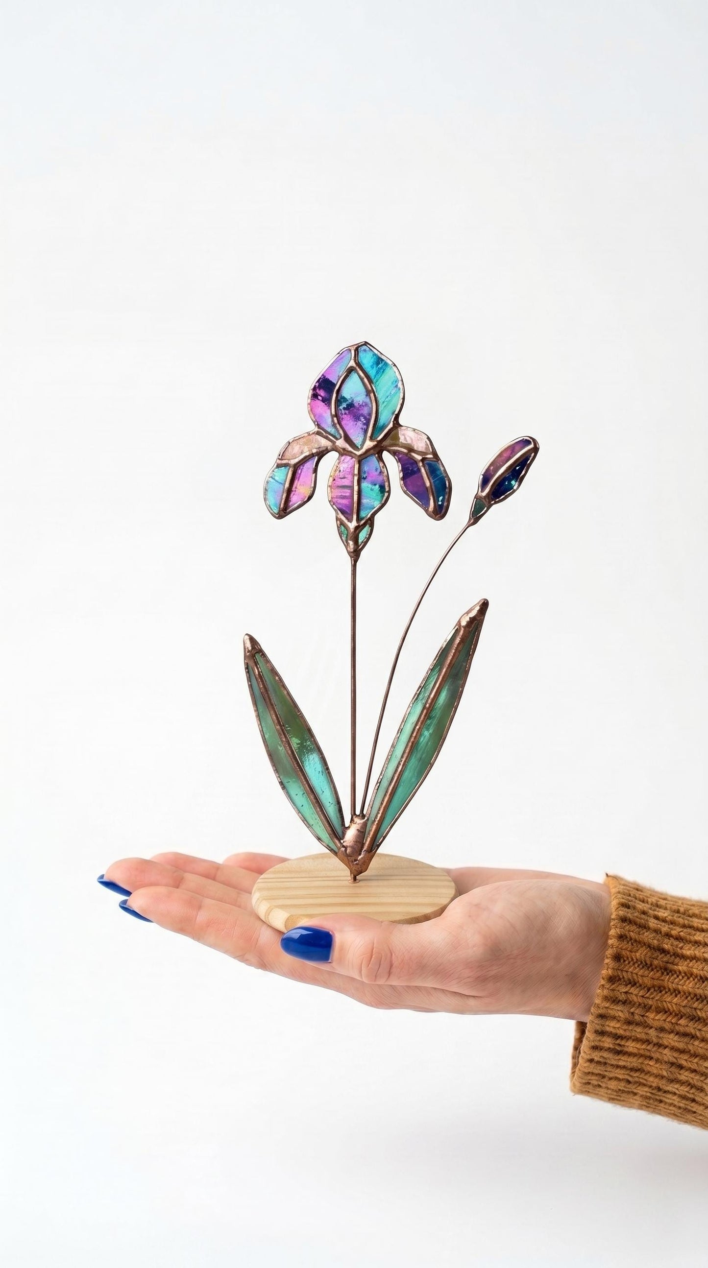 Stained Glass Flowers Iris: Handmade Irıdecent Floral, Home Decor