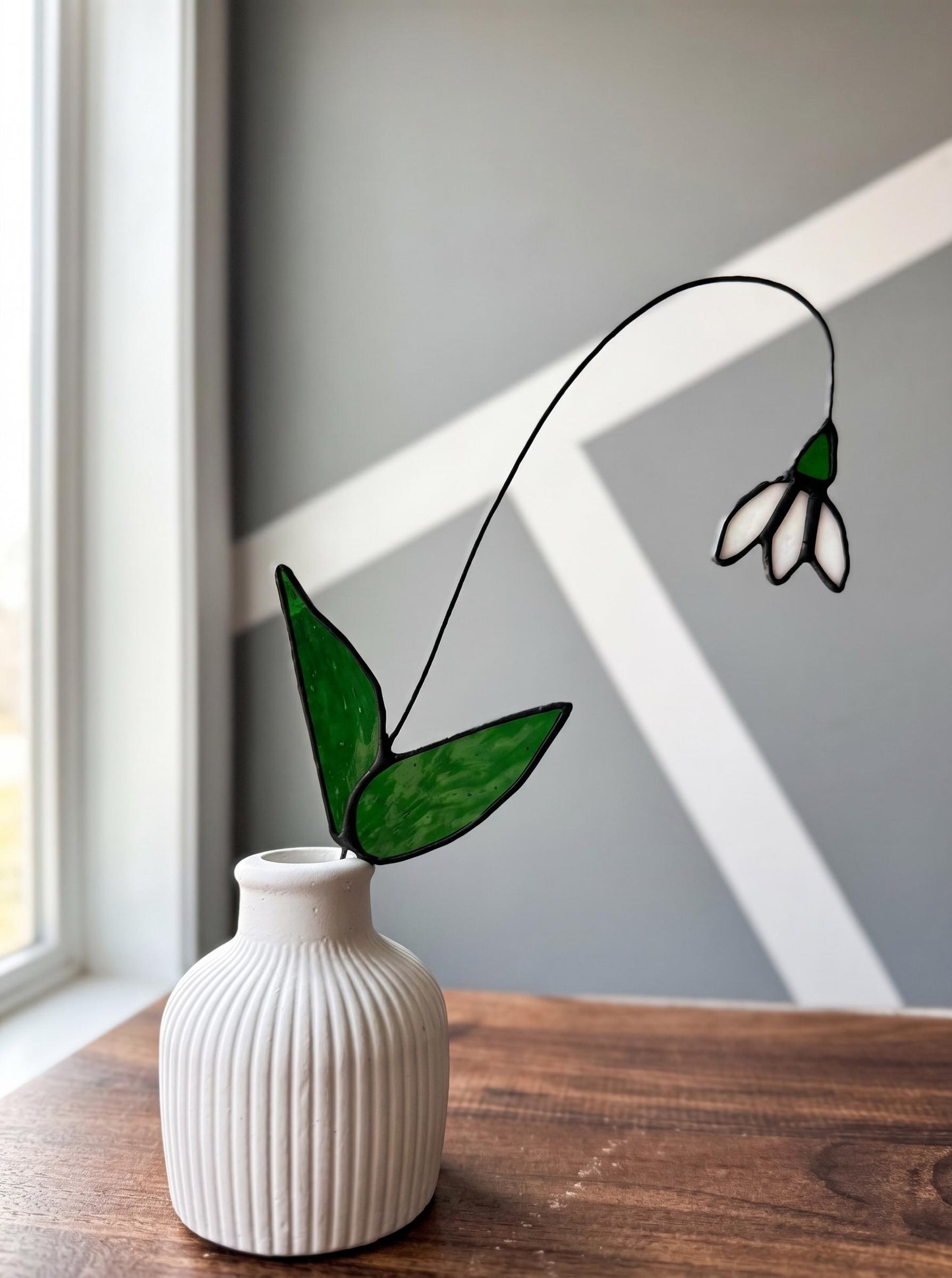 Iridescent Stained Glass Snowdrop Flower