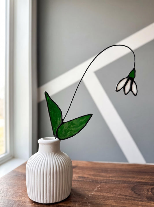 Iridescent Stained Glass Snowdrop Flower