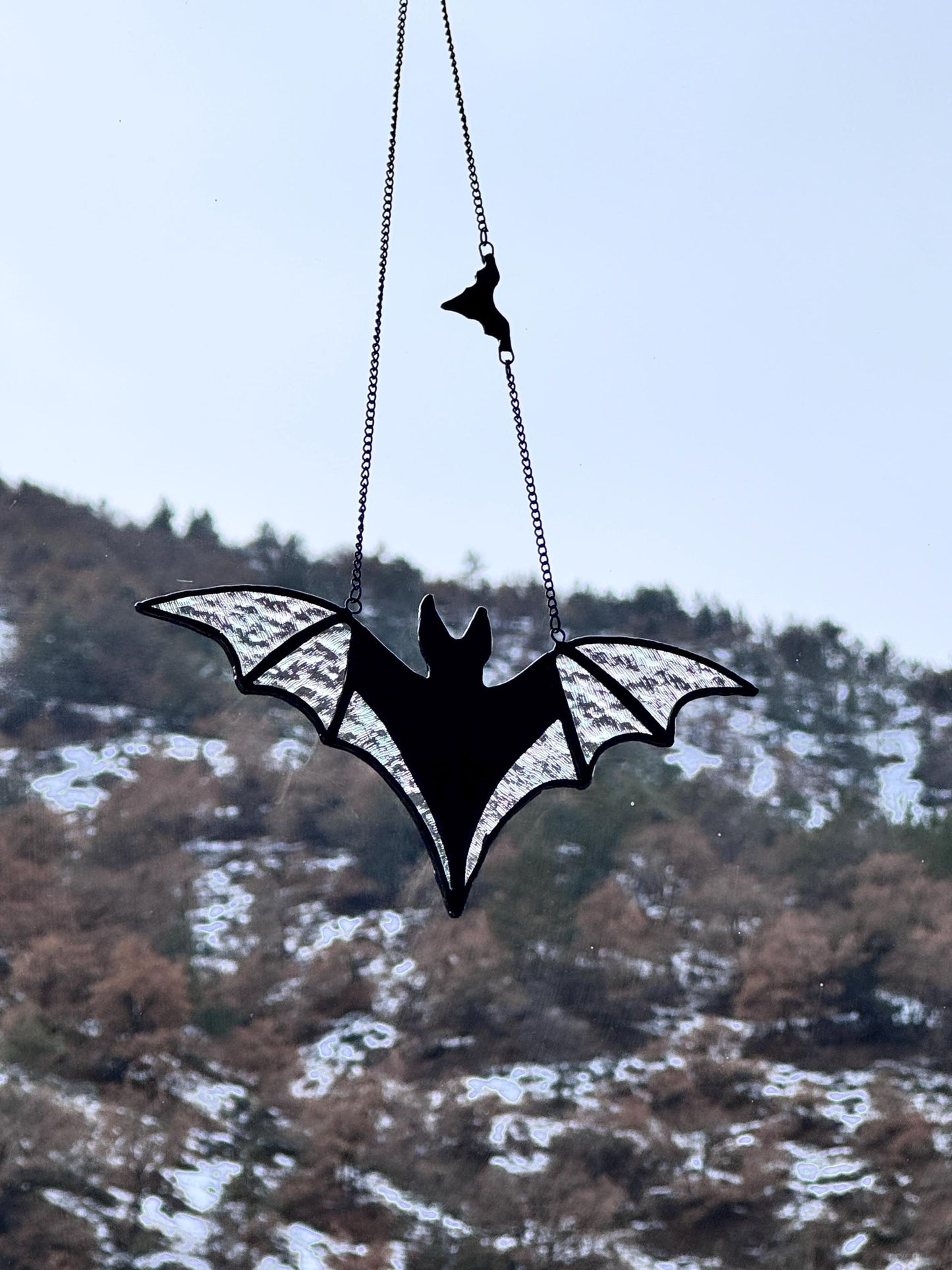 Stained Glass Bat Suncatcher, Halloween Window Decoration, Gothic Home Decor, Handmade Halloween Ornament