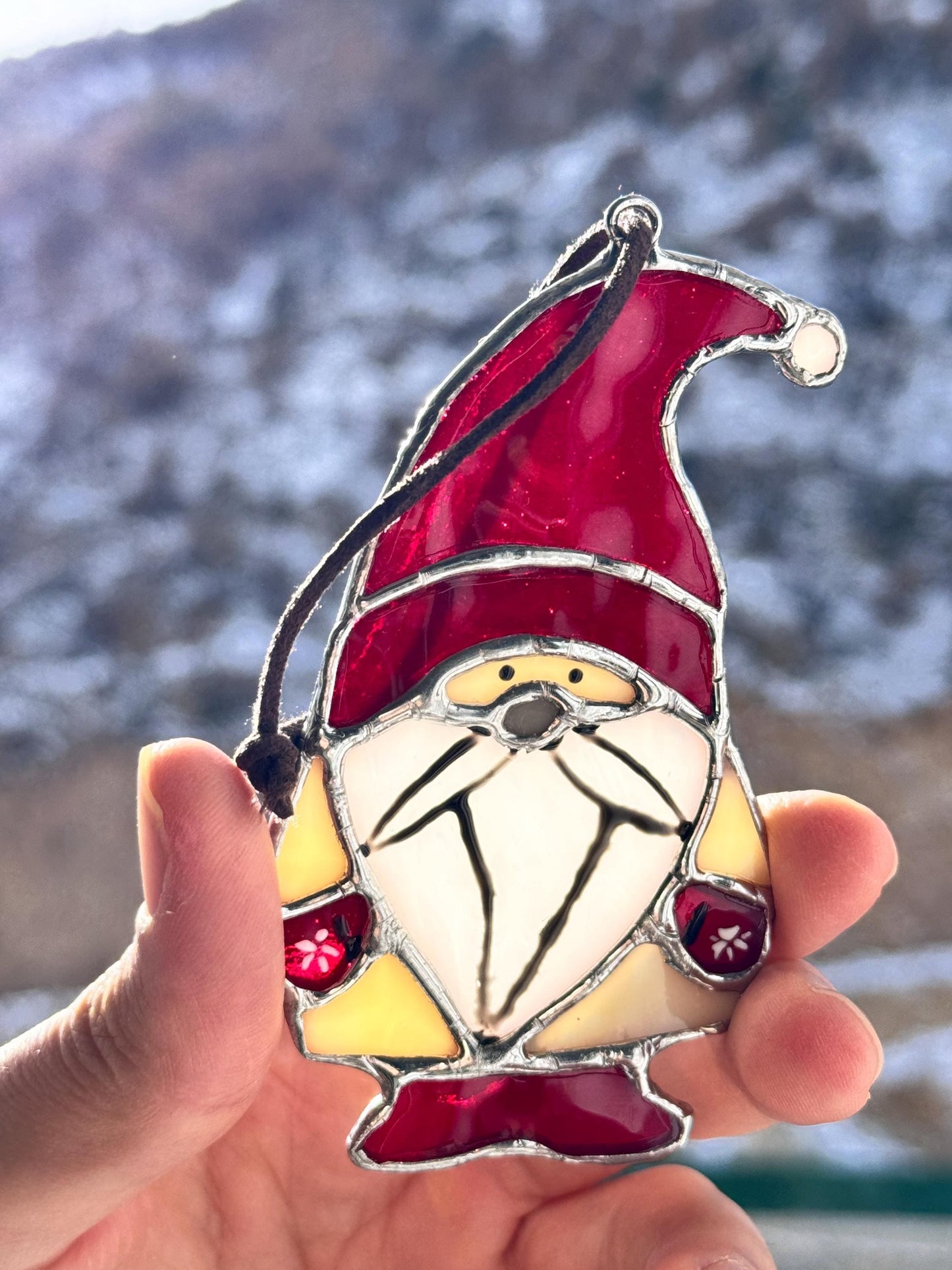 Handmade Stained Glass Santa Ornament - Festive Christmas Tree Decoration