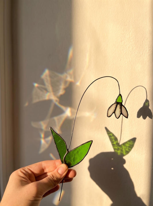 Iridescent Stained Glass Snowdrop Flower