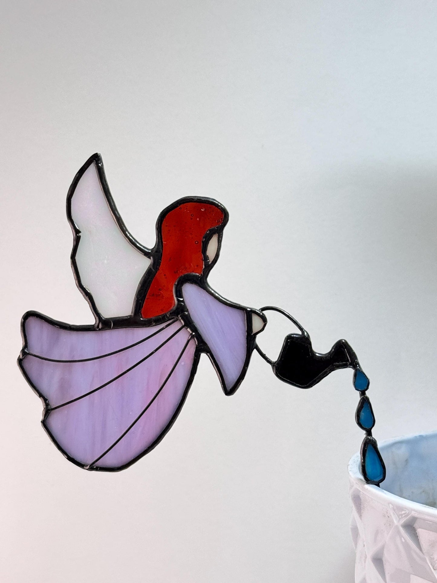 Stained Glass Angel Plant Stake, Handmade Garden Decor