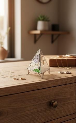 Wedding Ring Holder Stained Glass Dish: Handmade Triangle Wedding Decor