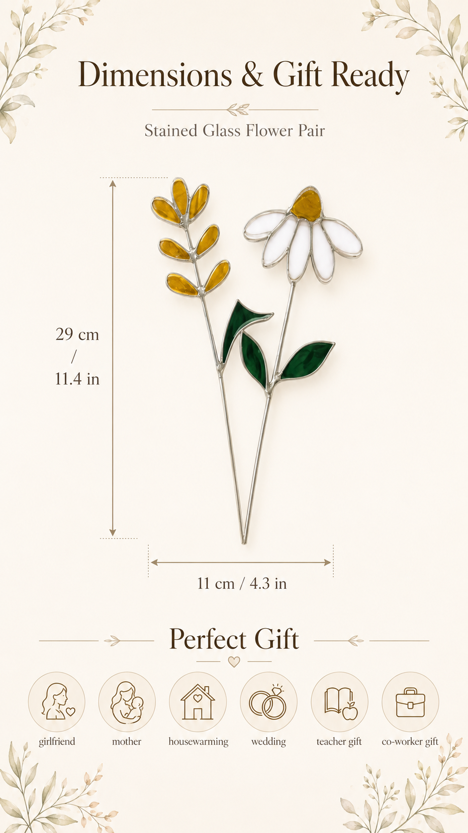 Daisy Handmade Stained Glass Flower Decor