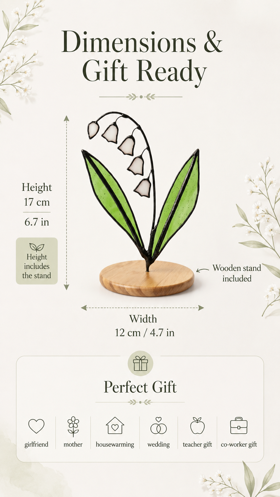 Lily of the Valley Stained Glass Suncatcher: Floral Art