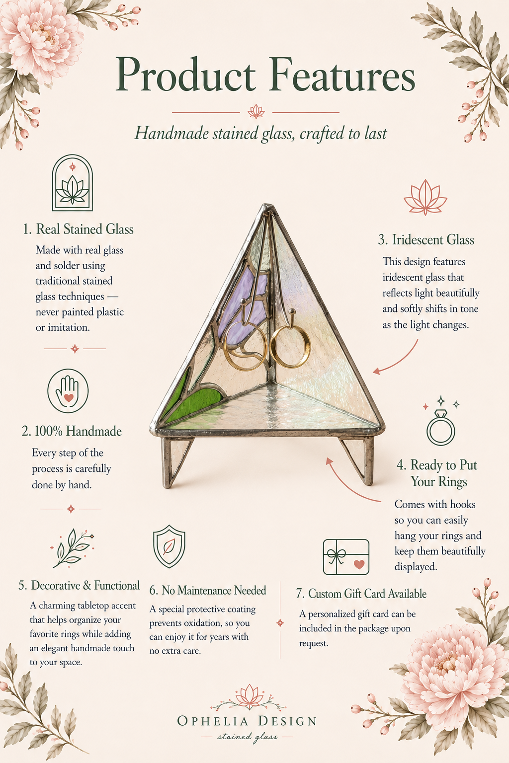 Ring Holder Stained Glass Dish: Handmade Triangle Wedding Decor