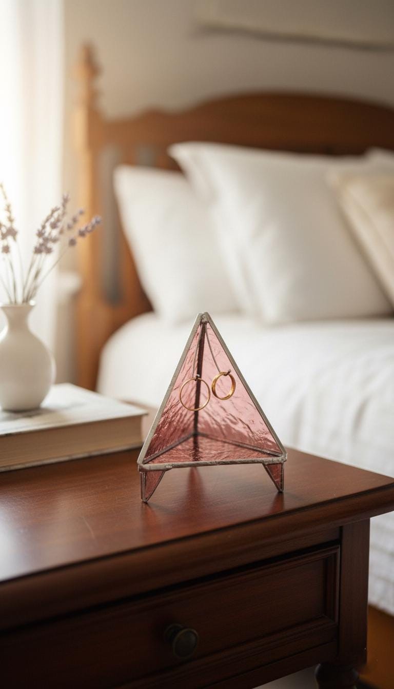 Wedding Ring Holder Stained Glass Dish: Handmade Triangle Wedding Decor
