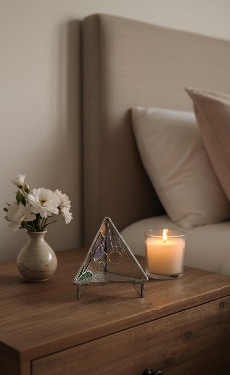 Wedding Ring Holder Stained Glass Dish: Handmade Triangle Wedding Decor