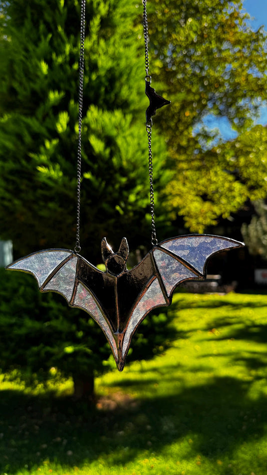 Stained Glass Bat Suncatcher, Halloween Window Decoration, Gothic Home Decor, Handmade Halloween Ornament