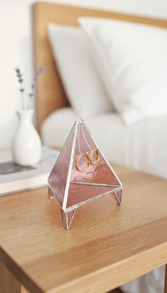 Wedding Ring Holder Stained Glass Dish: Handmade Triangle Wedding Decor