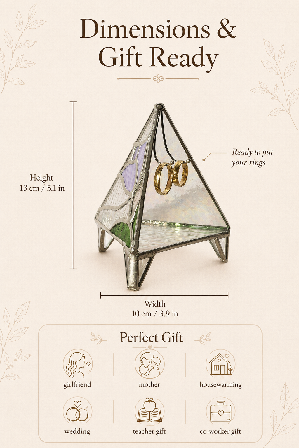 Ring Holder Stained Glass Dish: Handmade Triangle Wedding Decor