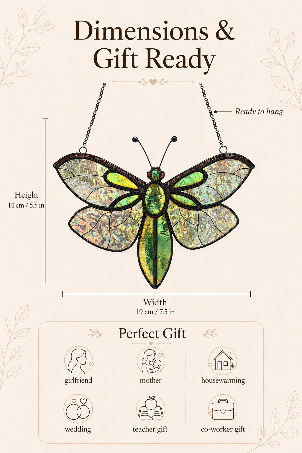 Fly Suncatcher Handmade Stained Glass  Iridescent Green Insect Window Decor