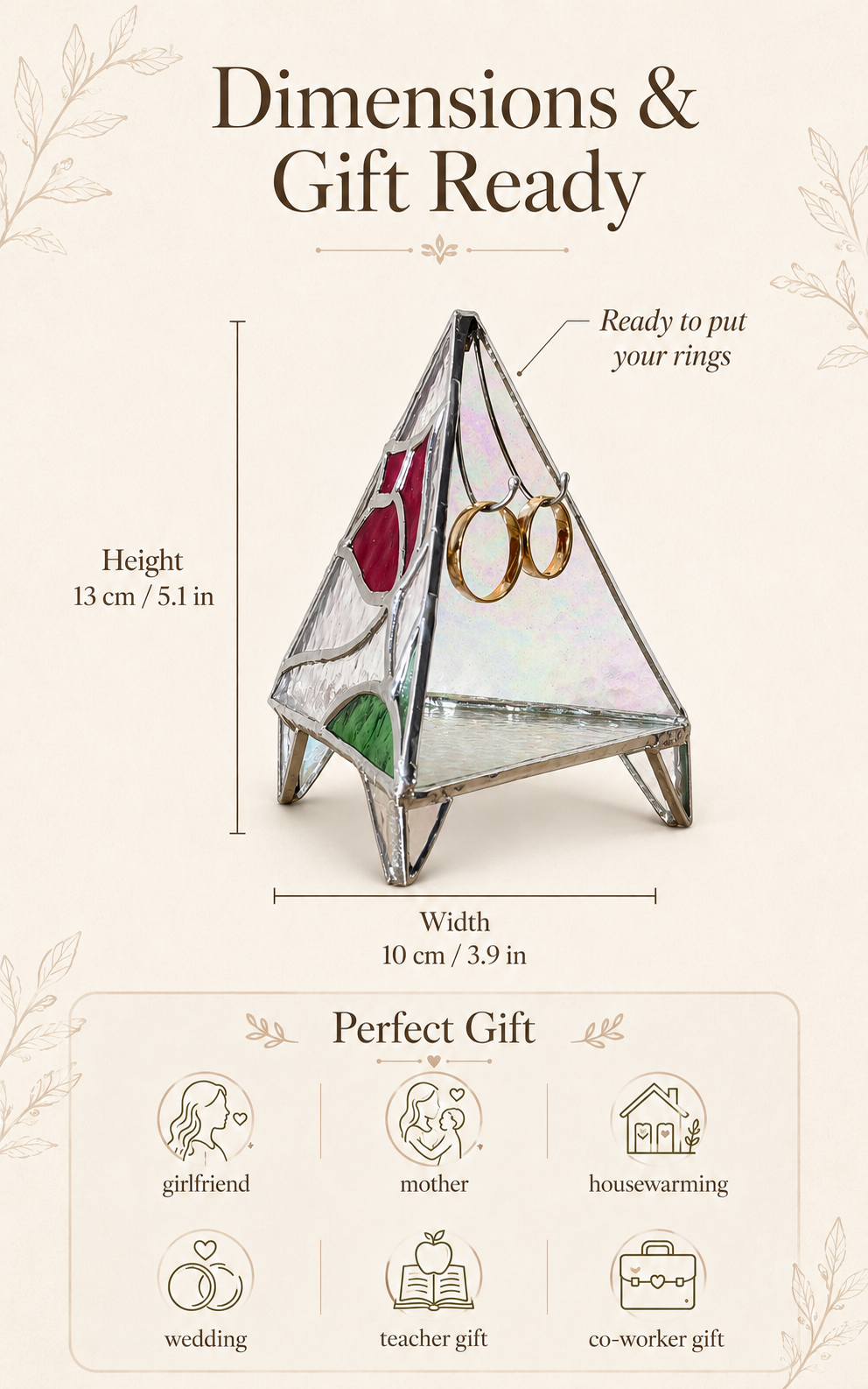 Wedding Ring Holder Stained Glass Dish: Handmade Triangle Wedding Decor