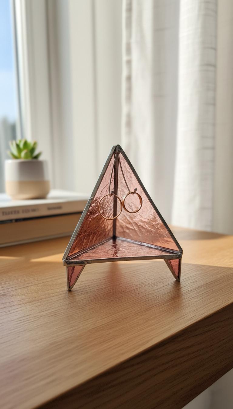 Wedding Ring Holder Stained Glass Dish: Handmade Triangle Wedding Decor