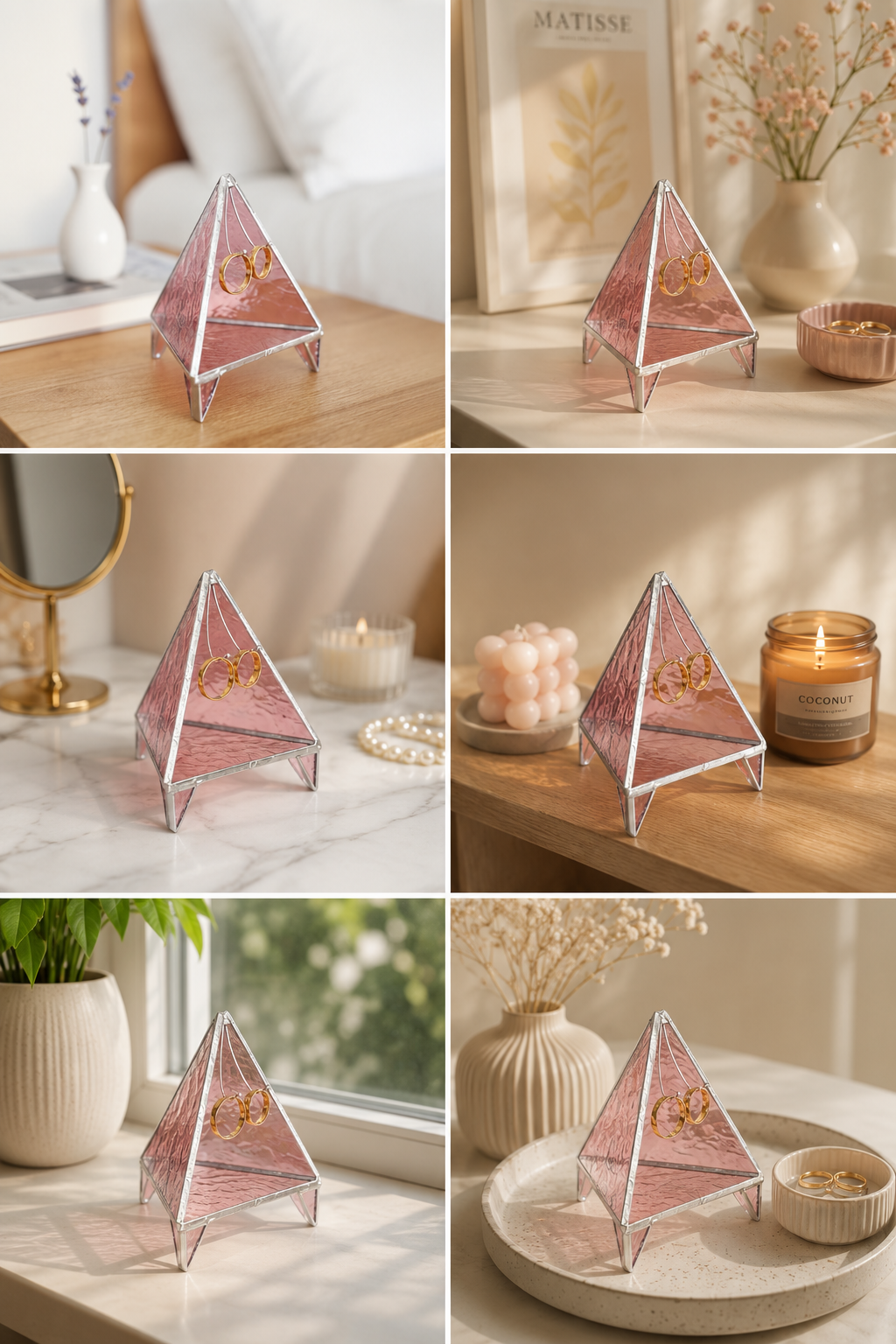 Wedding Ring Holder Stained Glass Dish: Handmade Triangle Wedding Decor