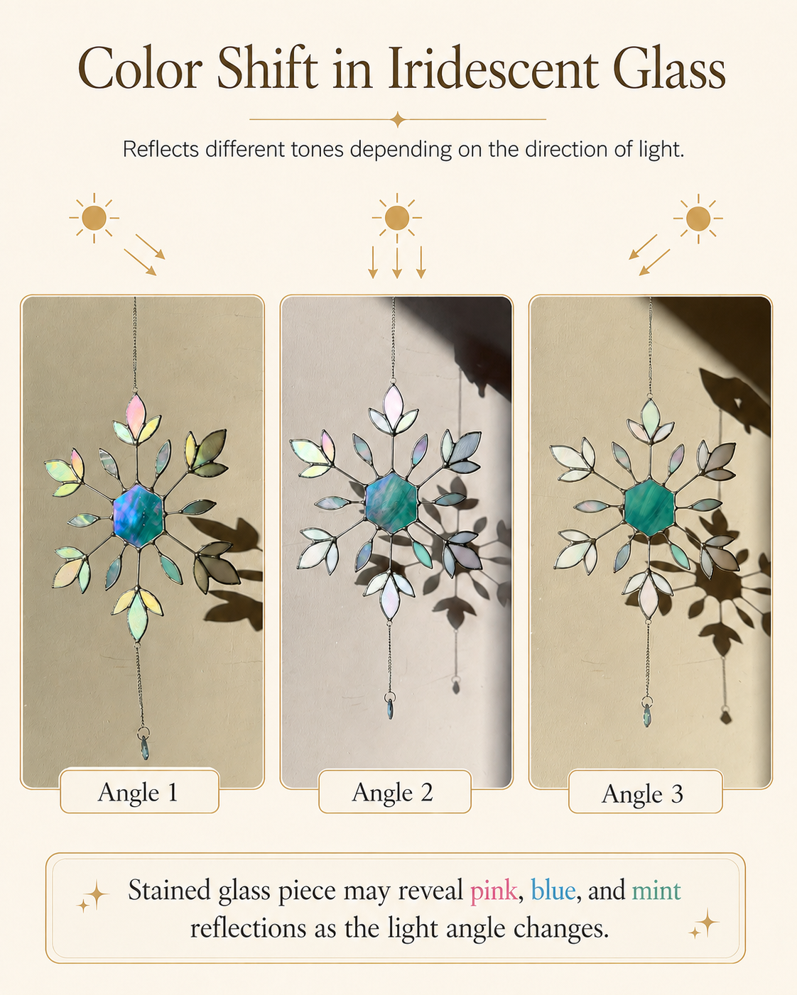 Snowflake Suncatcher Handmade Stained Glass Decor