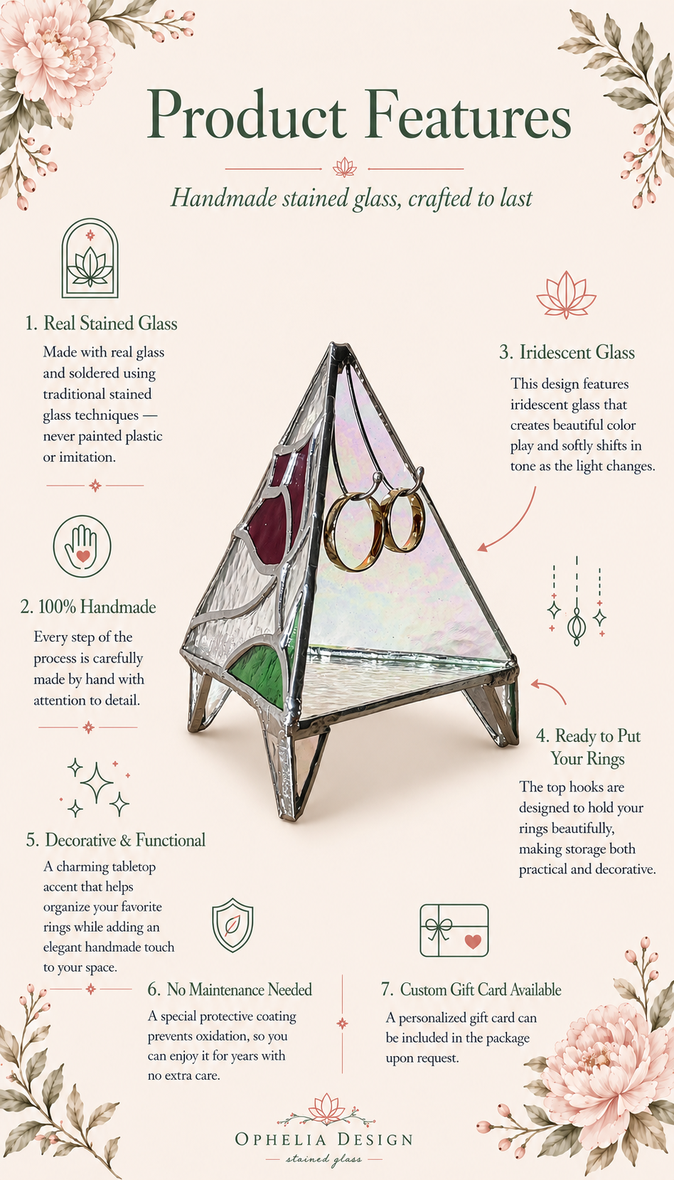 Wedding Ring Holder Stained Glass Dish: Handmade Triangle Wedding Decor