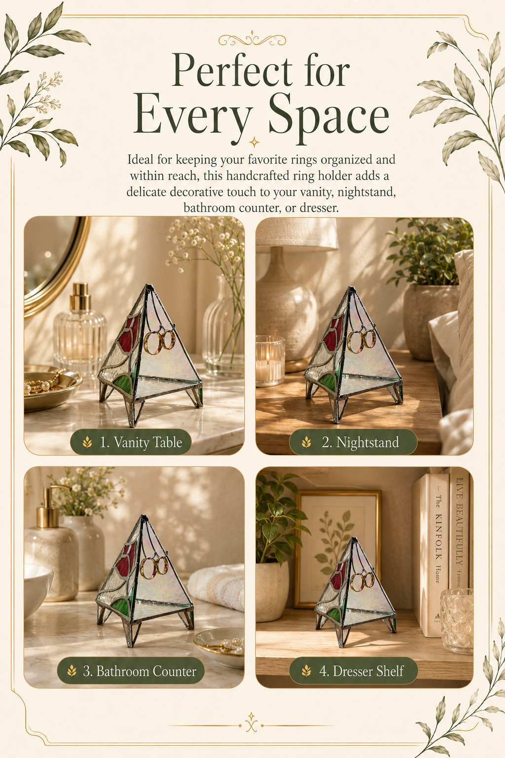 Wedding Ring Holder Stained Glass Dish: Handmade Triangle Wedding Decor