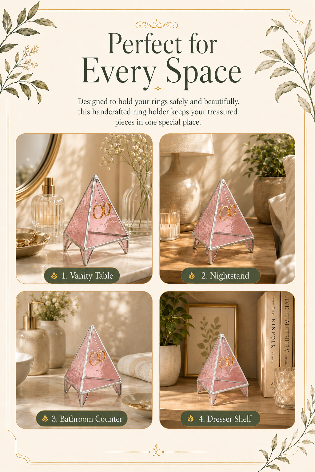 Wedding Ring Holder Stained Glass Dish: Handmade Triangle Wedding Decor