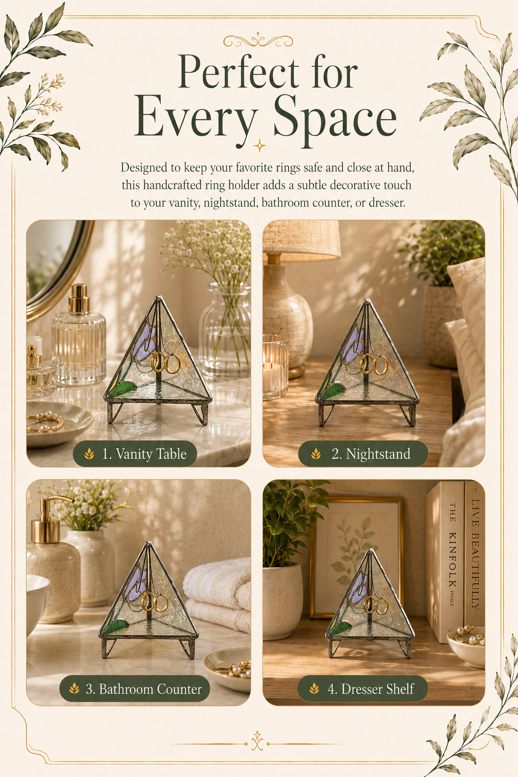 Ring Holder Stained Glass Dish: Handmade Triangle Wedding Decor