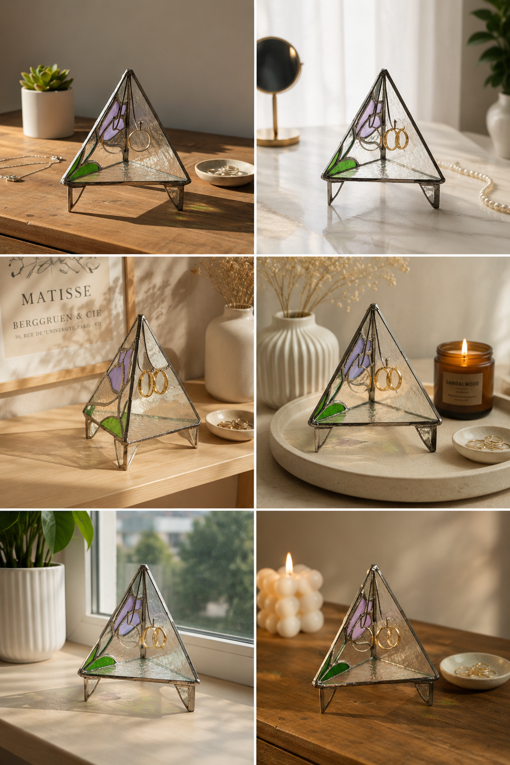 Ring Holder Stained Glass Dish: Handmade Triangle Wedding Decor